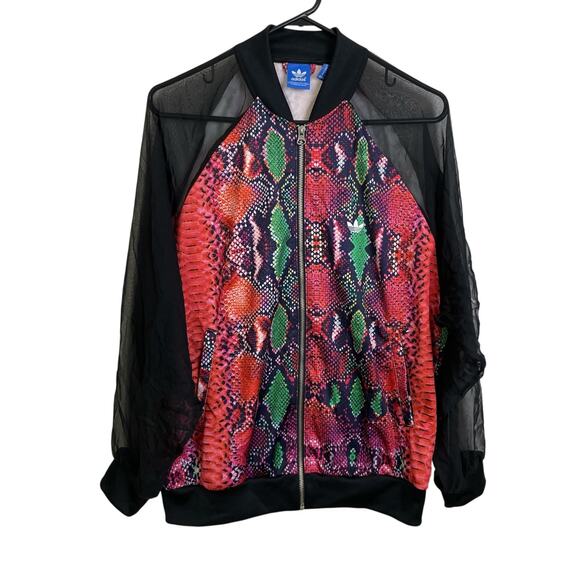 Adidas Originals Snake Mesh Track Jacket Mens Small Multi Full Zip Sheer Sleeves - Picture 2 of 12